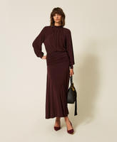 Long dress with draping "Wine tasting" Purple Woman 262TF2061_05609_T0