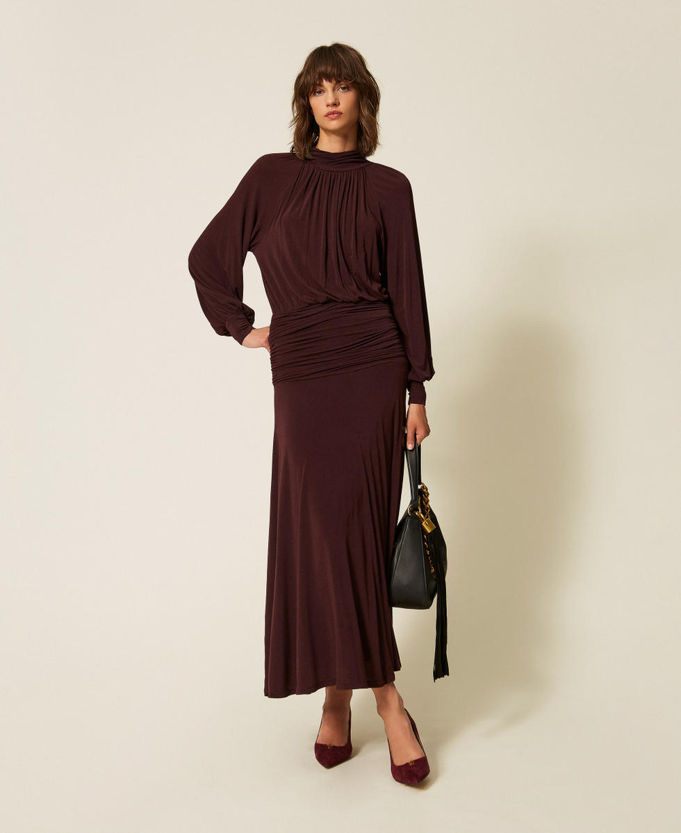 Abito lungo con drappeggi Viola "Winetasting" Donna 262TF2061_05609_T0