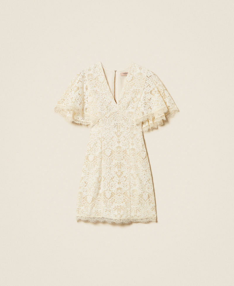 Robe courte en dentelle Nacre Femme 261TT2311_00059_S0