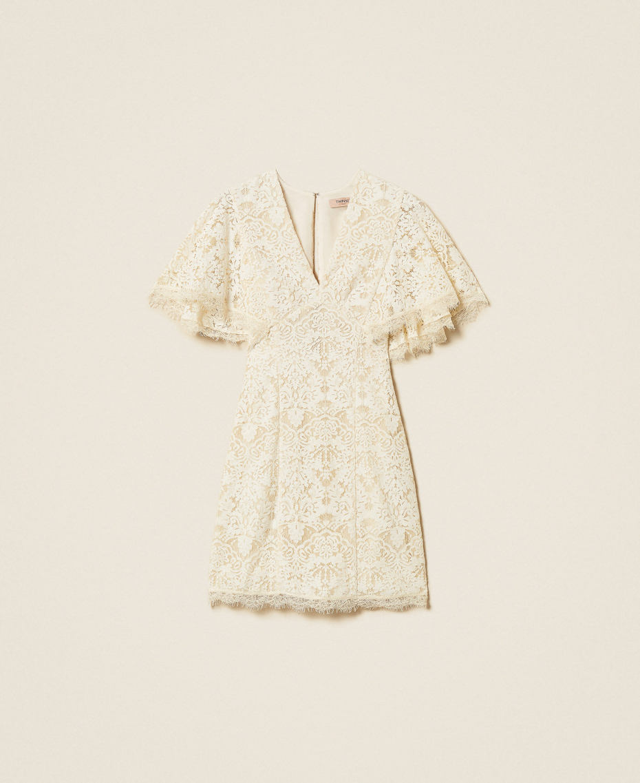 Robe courte en dentelle Nacre Femme 261TT2311_00059_S0