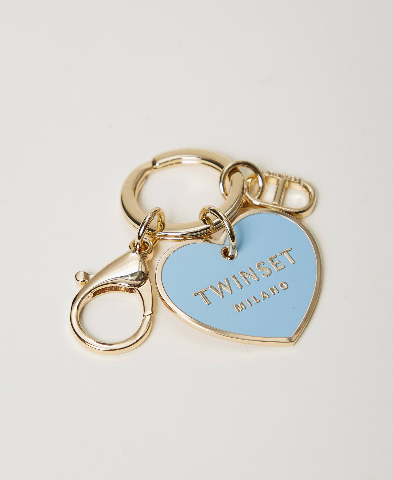 Heart-shaped keyring with logo Dusty Blue Woman 251TH7010_00485_02