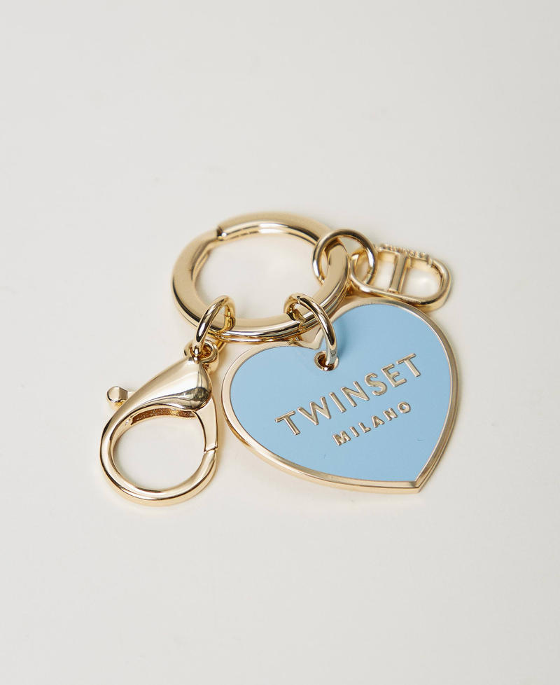 Heart-shaped keyring with logo Dusty Blue Woman 251TH7010_00485_02