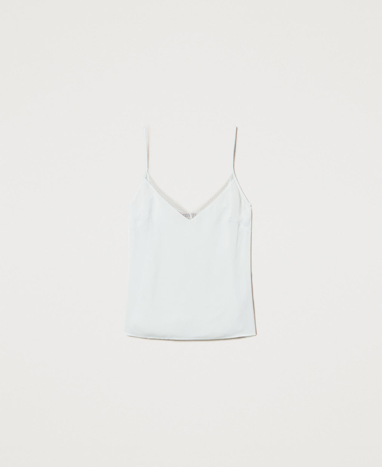 Satin top with lace Water Green Woman 251TT2113_12371_0S