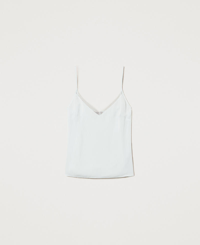 Satin top with lace Water Green Woman 251TT2113_12371_S0