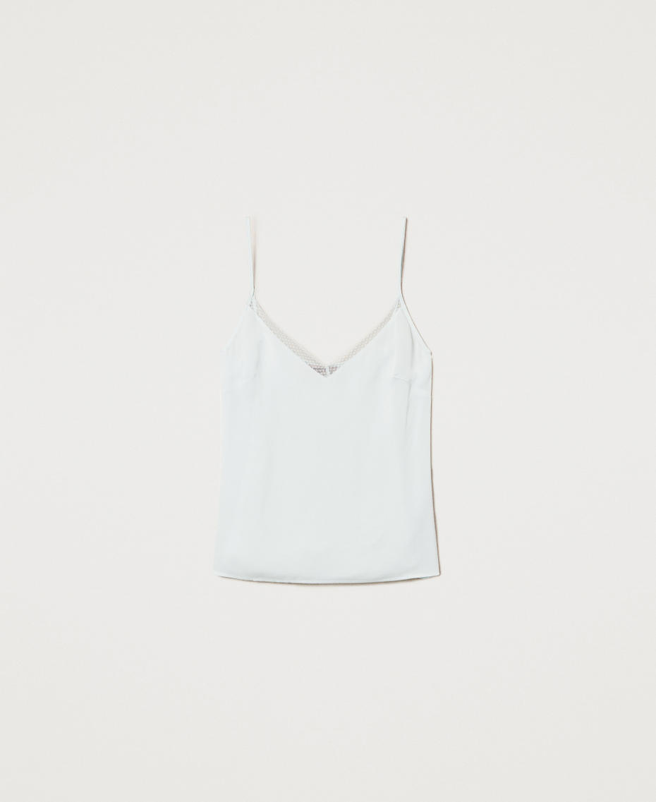 Satin top with lace Water Green Woman 251TT2113_12371_S0