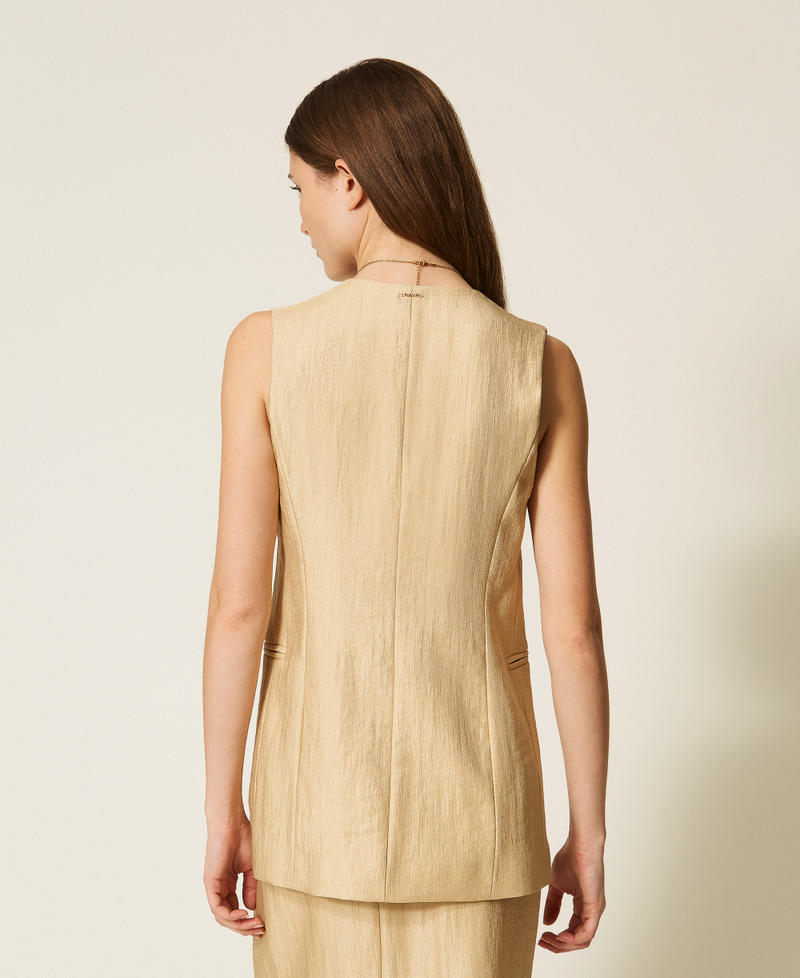Laminierte Weste mit Schn&uuml;ren Golden Beige Frau 261TT2532_13506_03