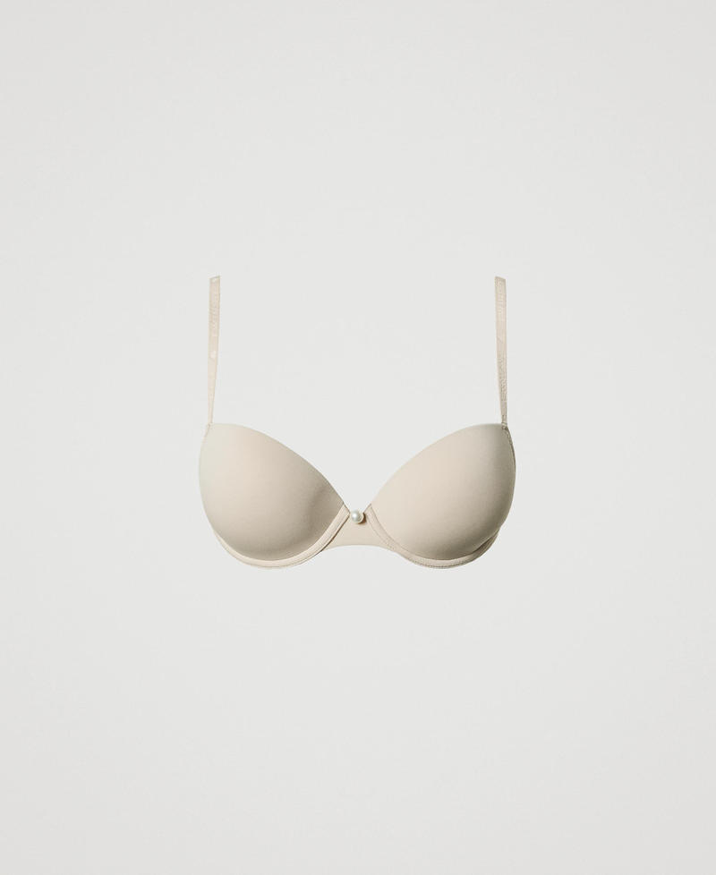 Charmeuse cross-back push-up bra Wonder Beige Woman 242LL6G44_11044_S0