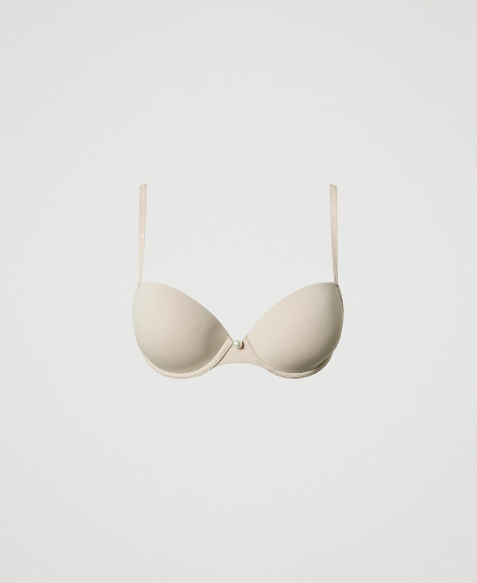 Charmeuse cross-back push-up bra Wonder Beige Woman 242LL6G44_11044_S0