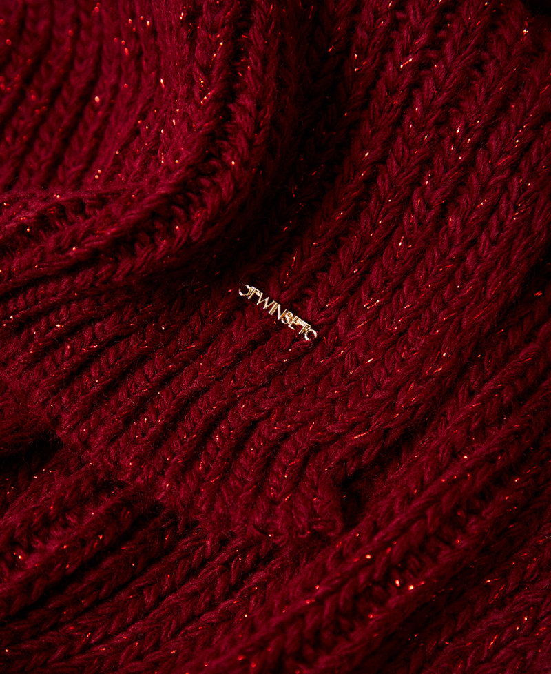 Knit scarf with lurex Burgundy Red Woman 262TA4621_13670_02