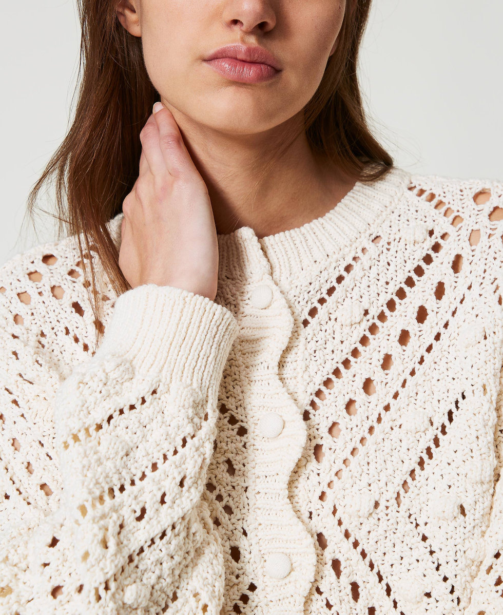 トップス 22SS Openwork Cardigan Long Sleeve Crochet Openwork Cardigan