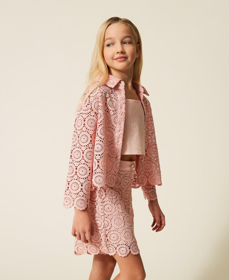 Macram&eacute; lace boxy shirt Pink Dancer Girl 261GJ2Q25_10021_02