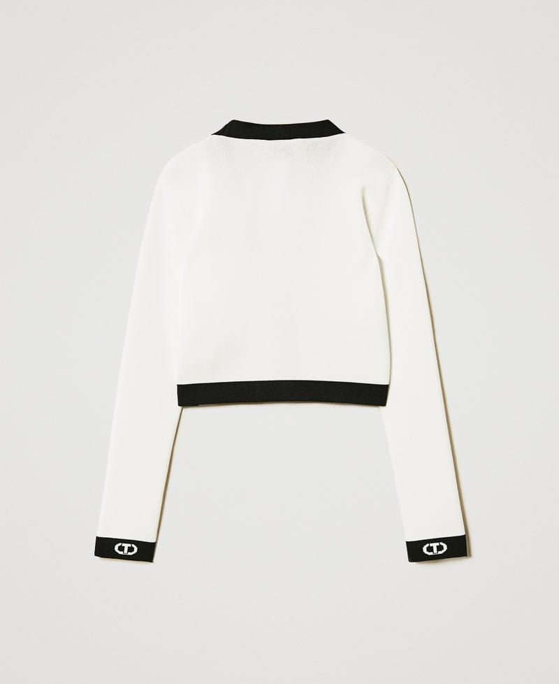 Cardigan a coste con Oval T jacquard