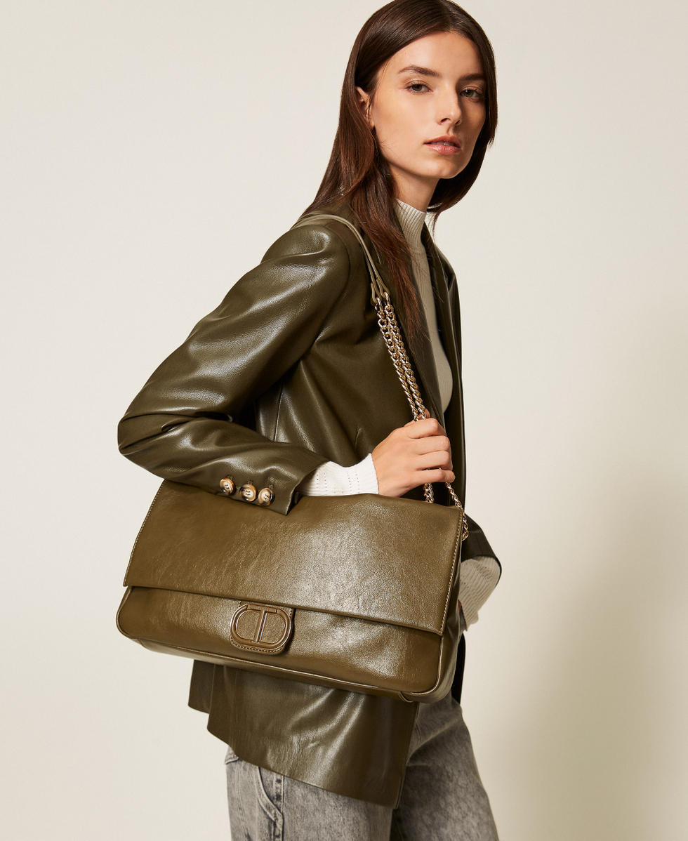 Bolso bandolera suave con Oval T Verde haya Mujer 252TD8120_12537_T0