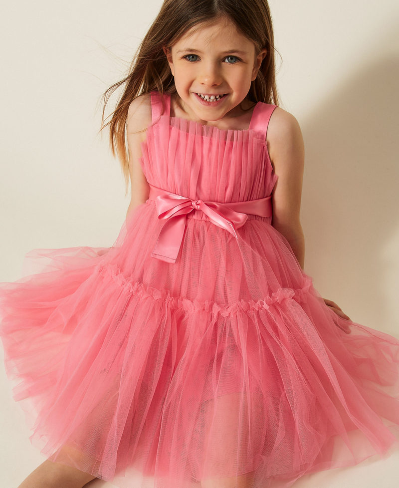 Girls' short tulle dress with belt "Sunrise" Pink Girl 261GB2131_07207_PD
