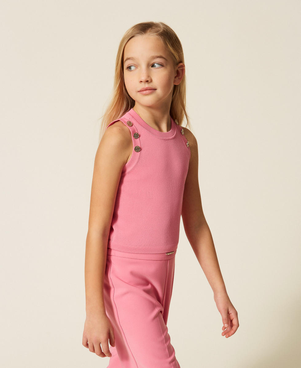 Top en maille avec boutons Rose &laquo;&thinsp;Aurora Pink&thinsp;&raquo; Fille 261GJ3062_07207_02
