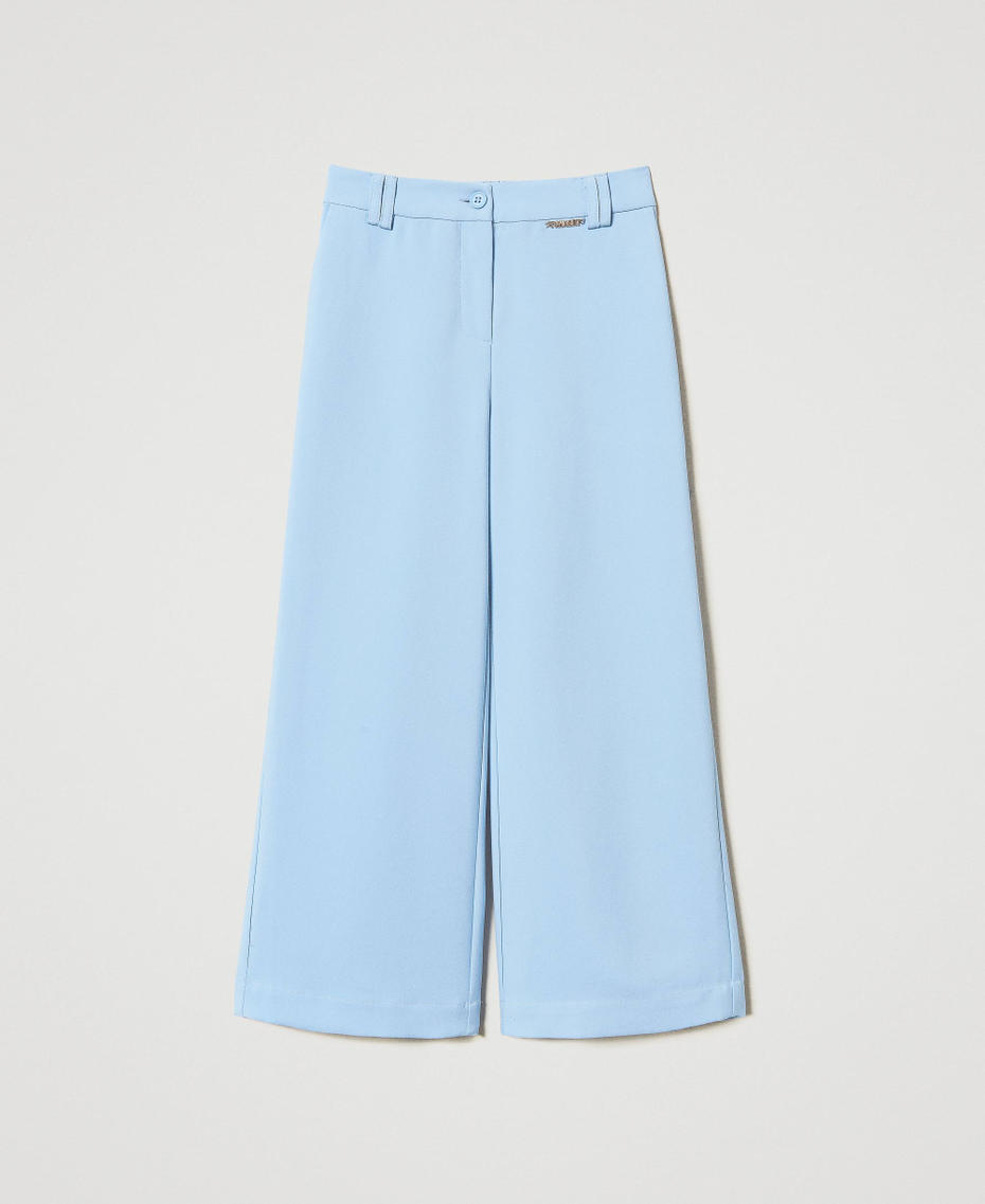 Cr&ecirc;pe palazzo trousers Light Paper Blue Girl 251GJ2QN8_12148_S0