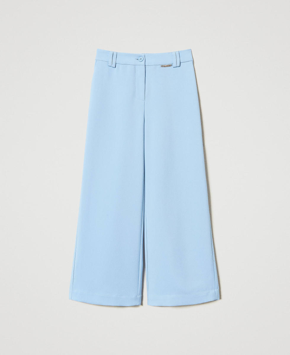 Cr&ecirc;pe palazzo trousers Light Paper Blue Girl 251GJ2QN8_12148_S0