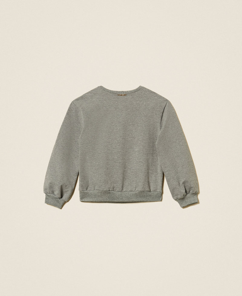 Sudadera baby con pomp&oacute;n en pelo sint&eacute;tico Gris Claro Jaspeado Ni&ntilde;a 262GB2030_12837_S1