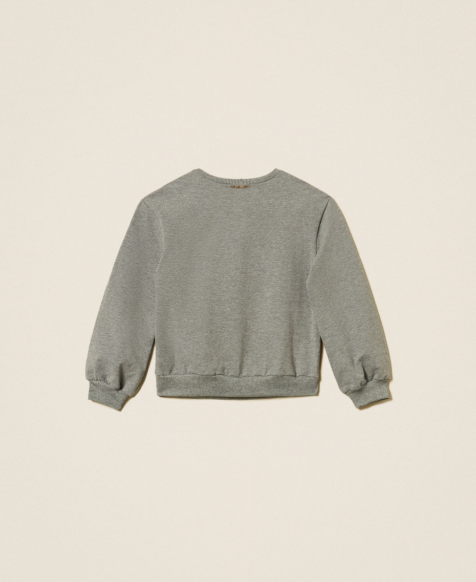 Sudadera baby con pomp&oacute;n en pelo sint&eacute;tico Gris Claro Jaspeado Ni&ntilde;a 262GB2030_12837_S1