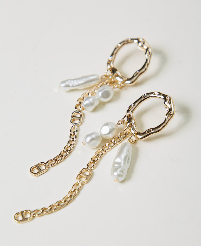 Pendant earrings with chain and pearls New Gold Woman 251TO5381_10630_02