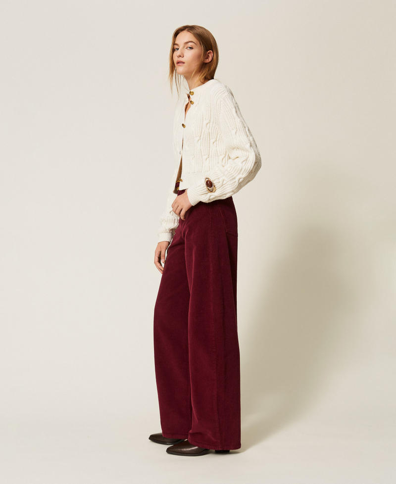 Ballonhose aus geripptem Samt Bordeaux Frau 262TT2361_00020_02