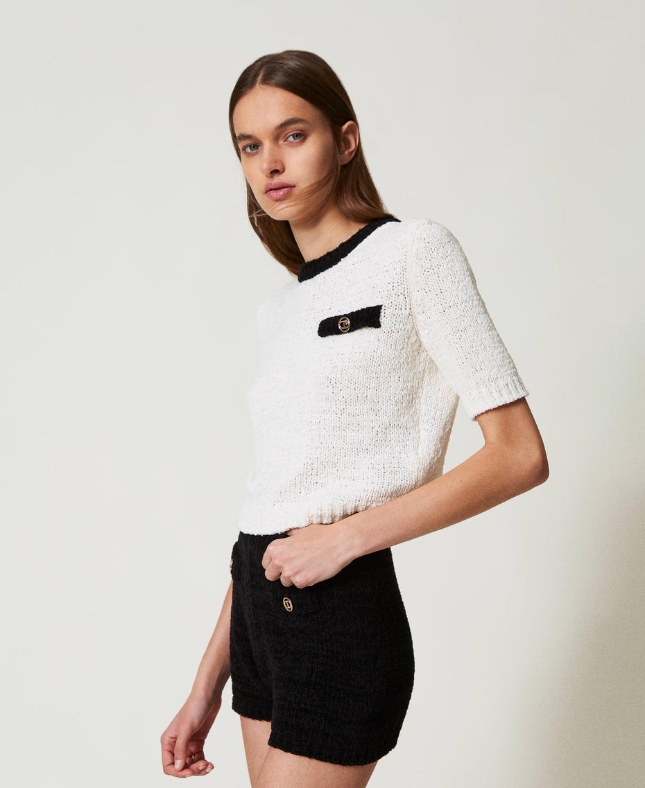 Knit shorts with Oval T buttons Black Woman 251TP3441_00006_01
