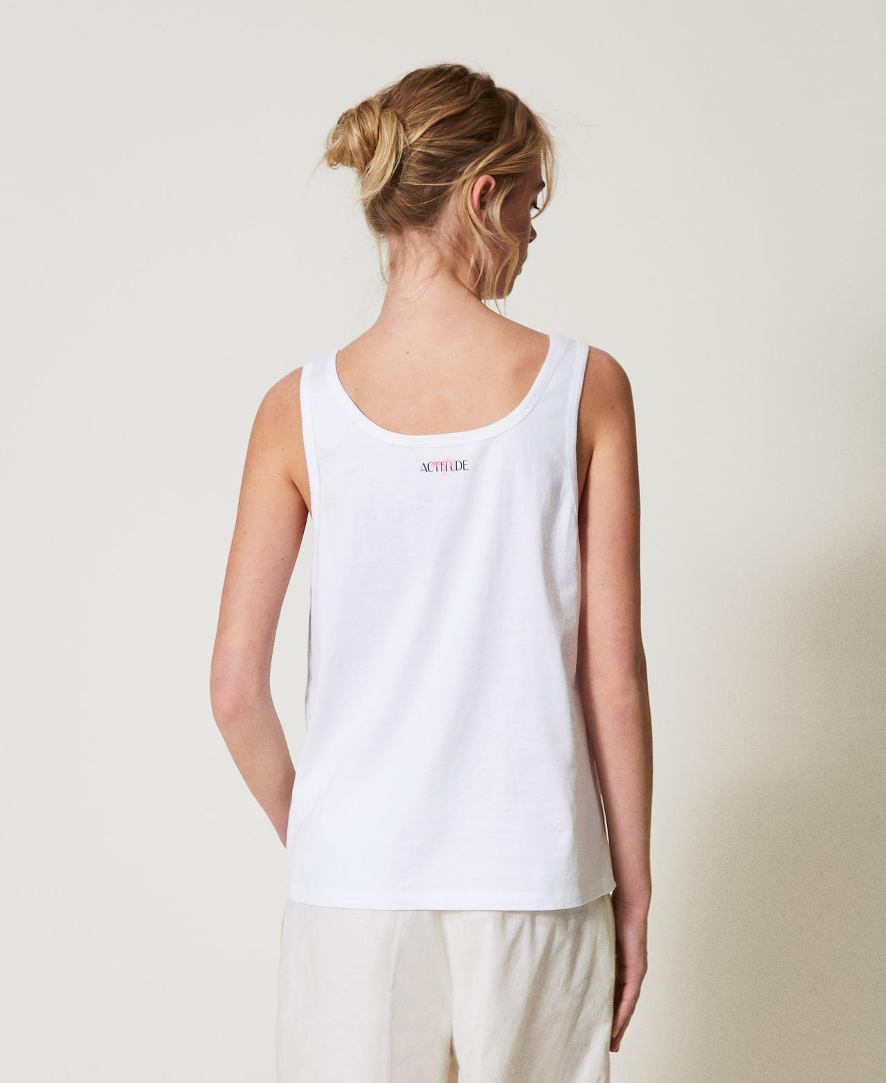 MYFO vest top with print Papers/Stencil Baby Blue Flower Print Woman 251AQ2140_12516_03