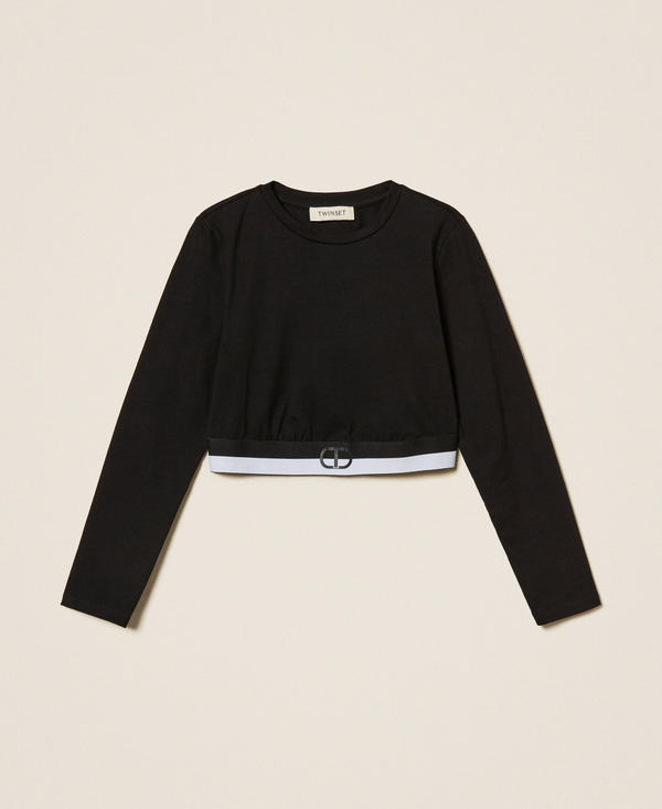 T-shirt cropped avec logo Oval T