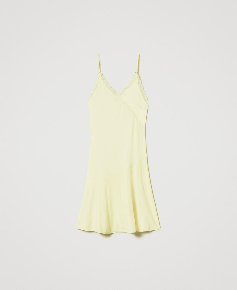 Midi knit dress with lace Yellow Pear Woman 251AX3020_12348_S0