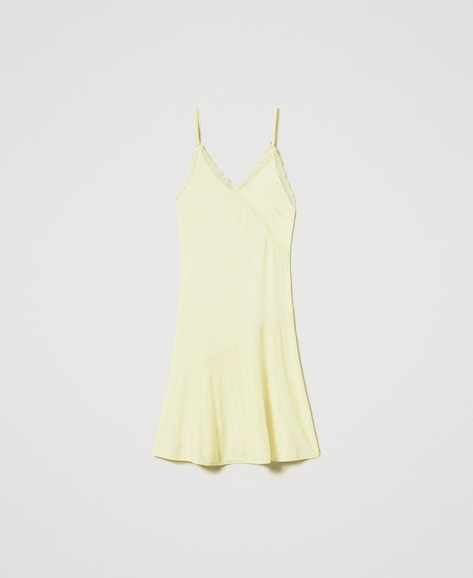 Midi knit dress with lace Yellow Pear Woman 251AX3020_12348_S0