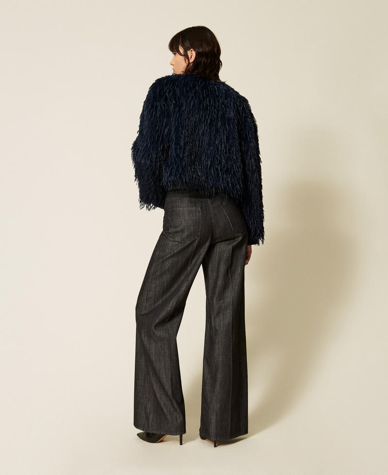 Wide-Leg-Jeans mit G&uuml;rtel Denimschwarz Frau 262AP2062_01103_03