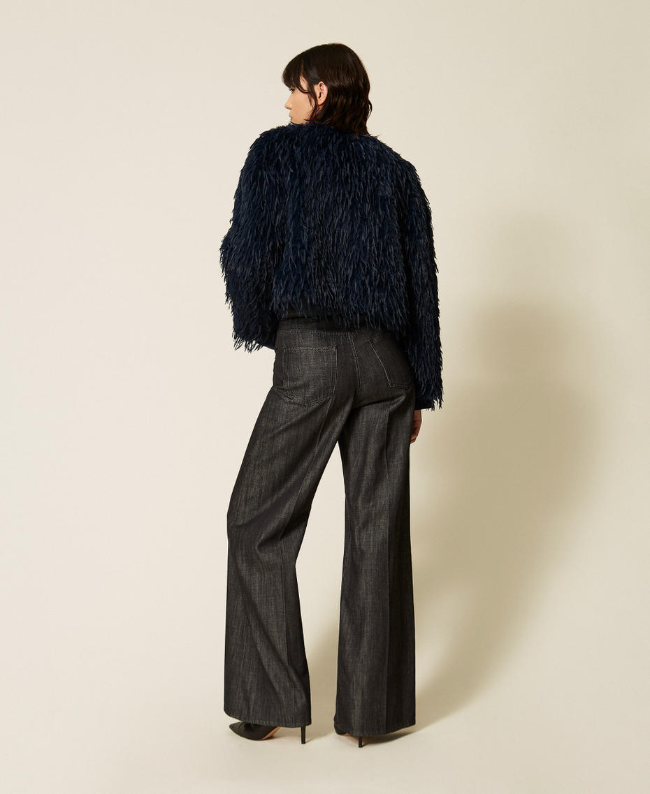 Wide-Leg-Jeans mit G&uuml;rtel Denimschwarz Frau 262AP2062_01103_03