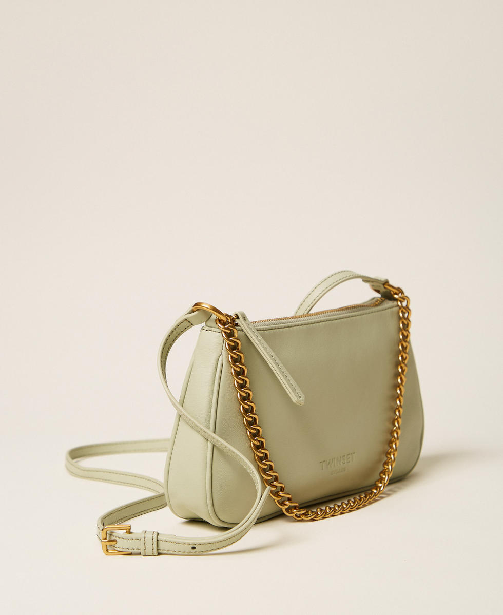 Sac &agrave; bandouli&egrave;re en cuir Vert Sauge Femme 262TB7184_13618_02