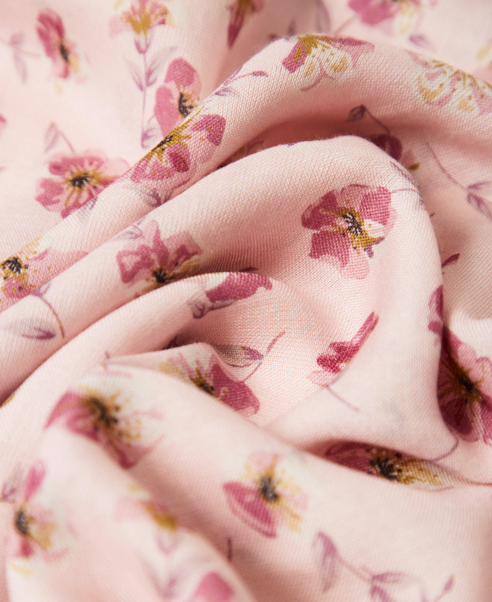 Floral stole with logo Peach/Rose Flower Print Woman 261TA4450_13408_02