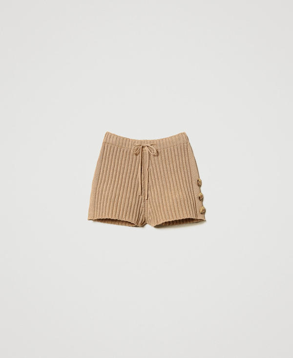 Shorts in maglia a costine con bottoni