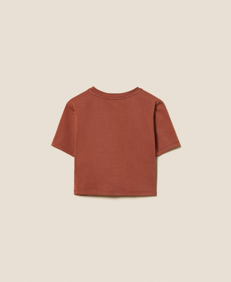 T-shirt con logo e incrocio Marrone "Dark Root" Bambina 261GJ2256_13120_S1