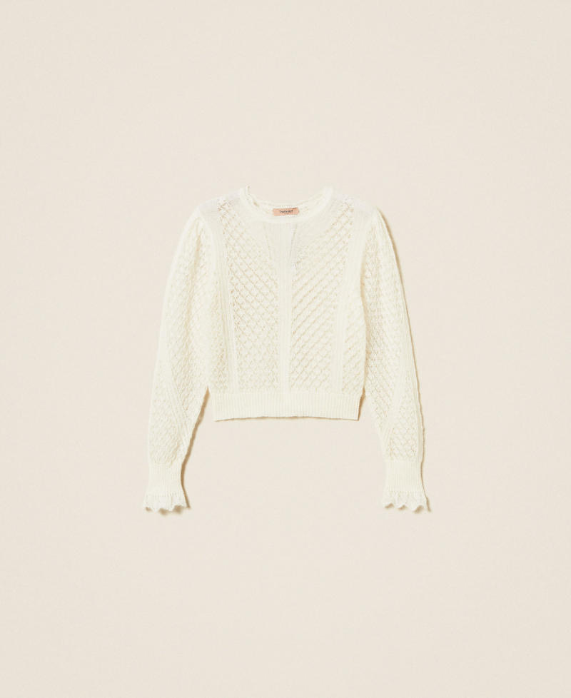 Pullover aus Mohairmischung Weiß Schnee Frau 252TP3520_00282_S0