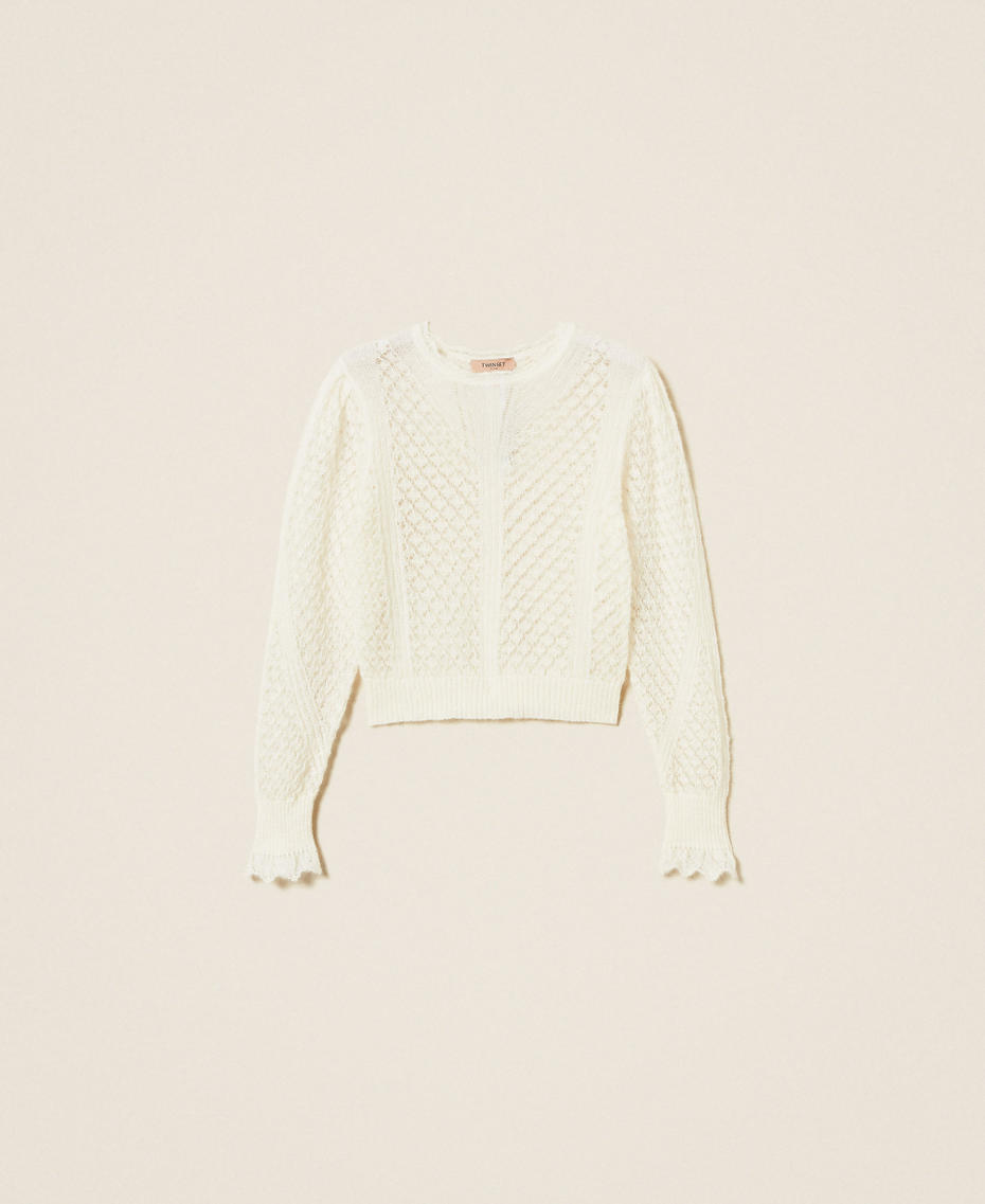 Pullover aus Mohairmischung Weiß Schnee Frau 252TP3520_00282_S0