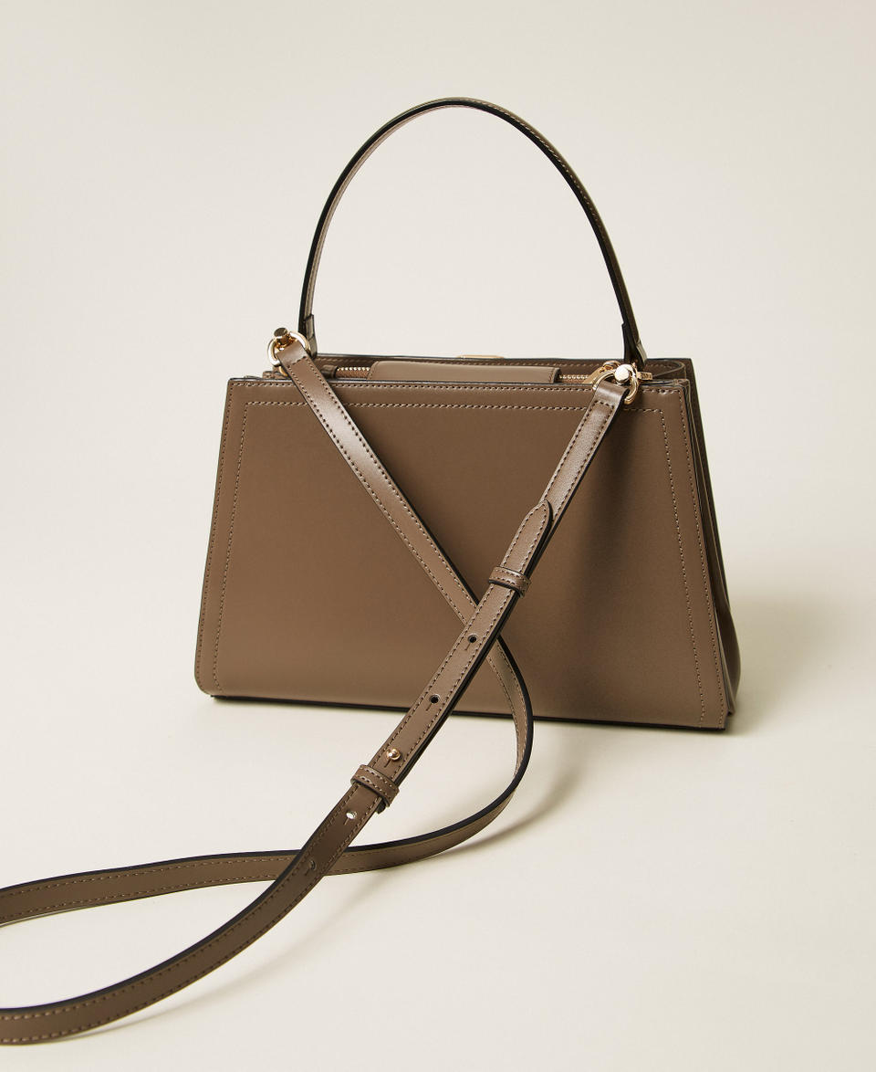 'First Class' bag with Oval T clasp Mud Brown Woman 252TB7303_00021_03