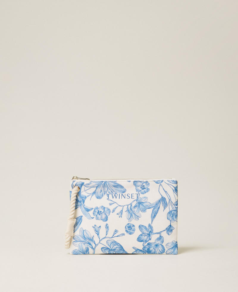 Canvas clutch Off White/Med Blue Toile De Jouy Print Woman 261LM8AJJ_13465_01