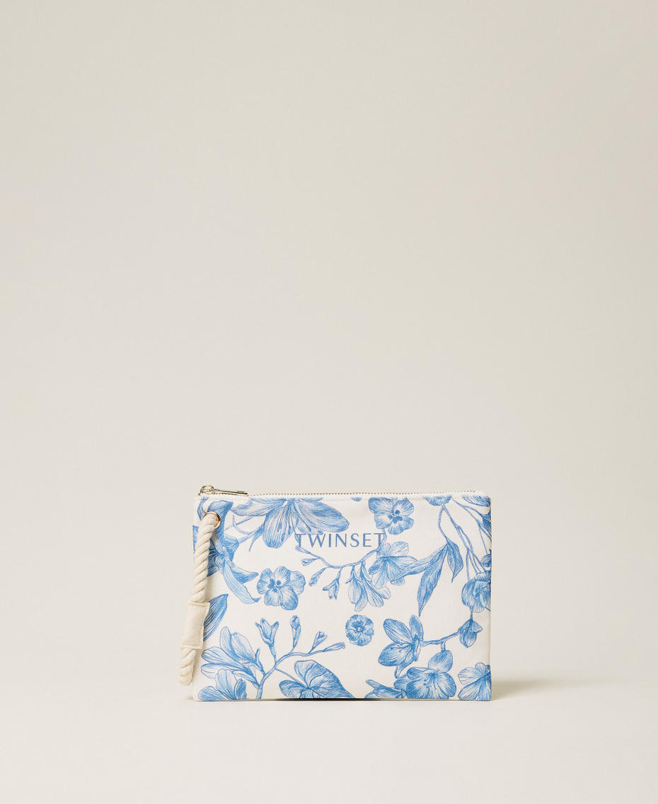 Canvas clutch Off White/Med Blue Toile De Jouy Print Woman 261LM8AJJ_13465_01