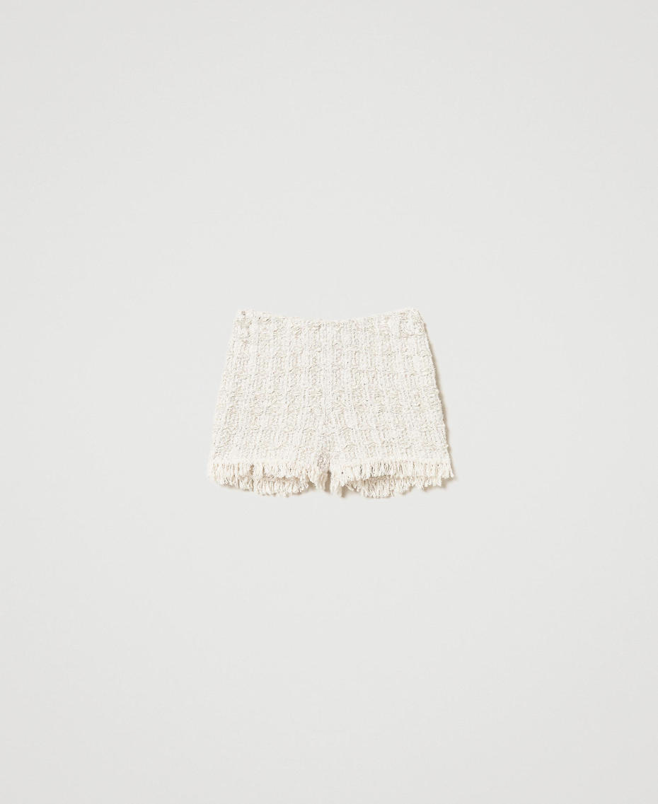 Jacquard knit shorts with lurex Snow Gold Lurex Jacquard Woman 251TP3572_12317_S0