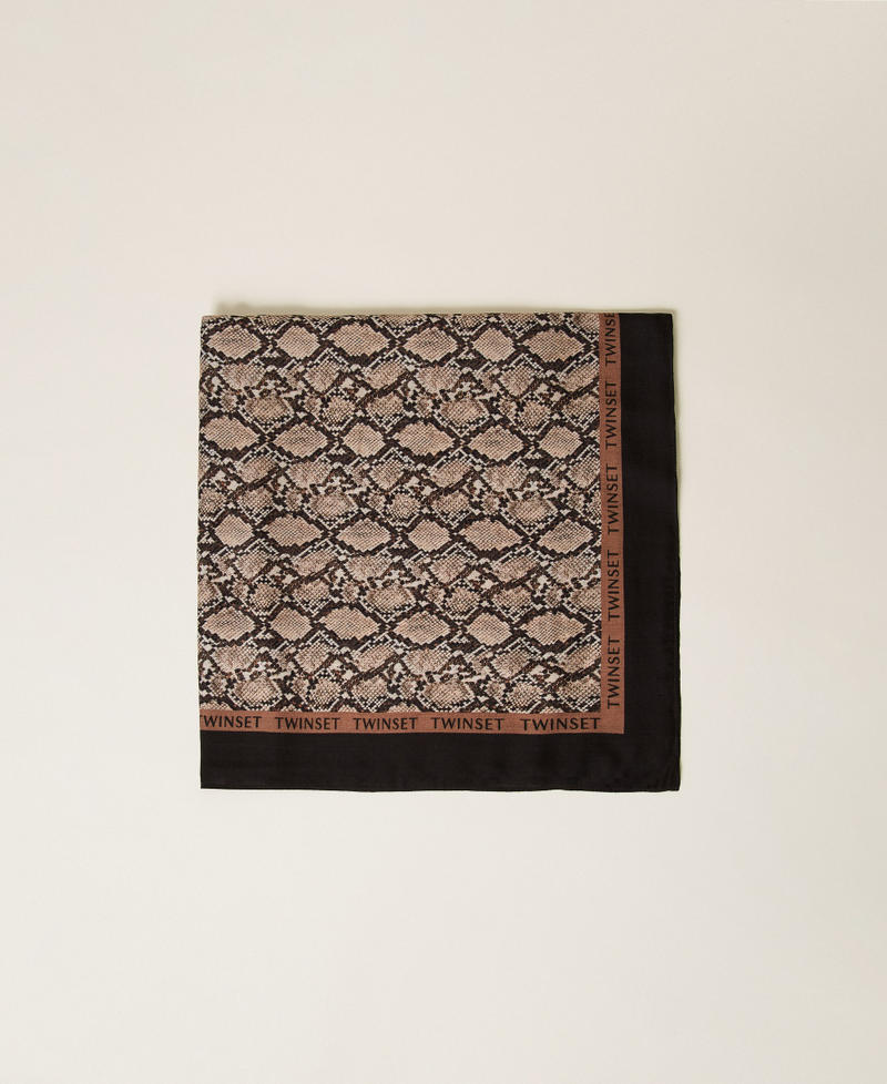 Kefiah with logo and animal print "Dune" Beige Python Print Woman 262LI4BRR_13705_01