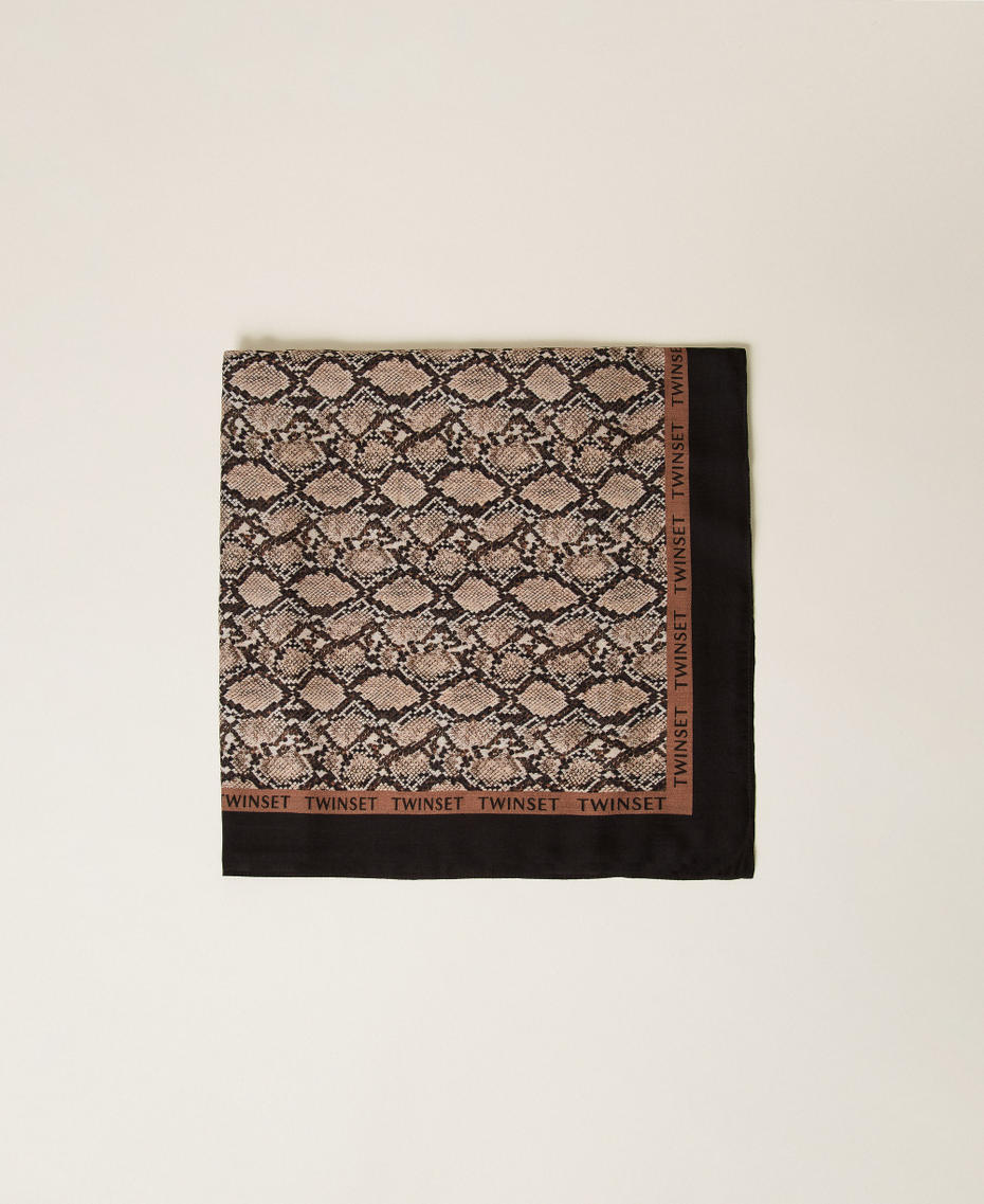 Kefiah with logo and animal print "Dune" Beige Python Print Woman 262LI4BRR_13705_01