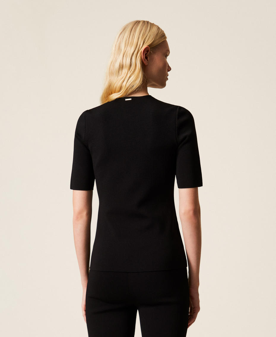 Knit jacket with buttons Black Woman 261TP3131_00006_03