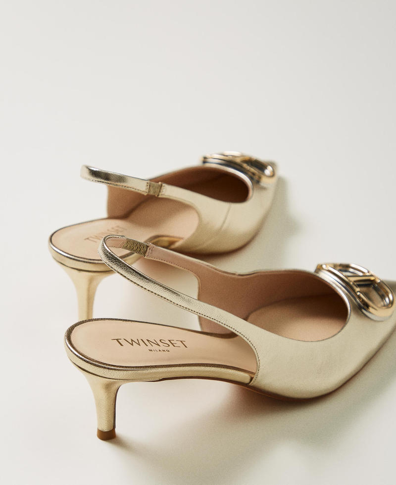 Escarpins slingbacks en cuir avec Oval T Platine Femme 251TCP062_11733_03