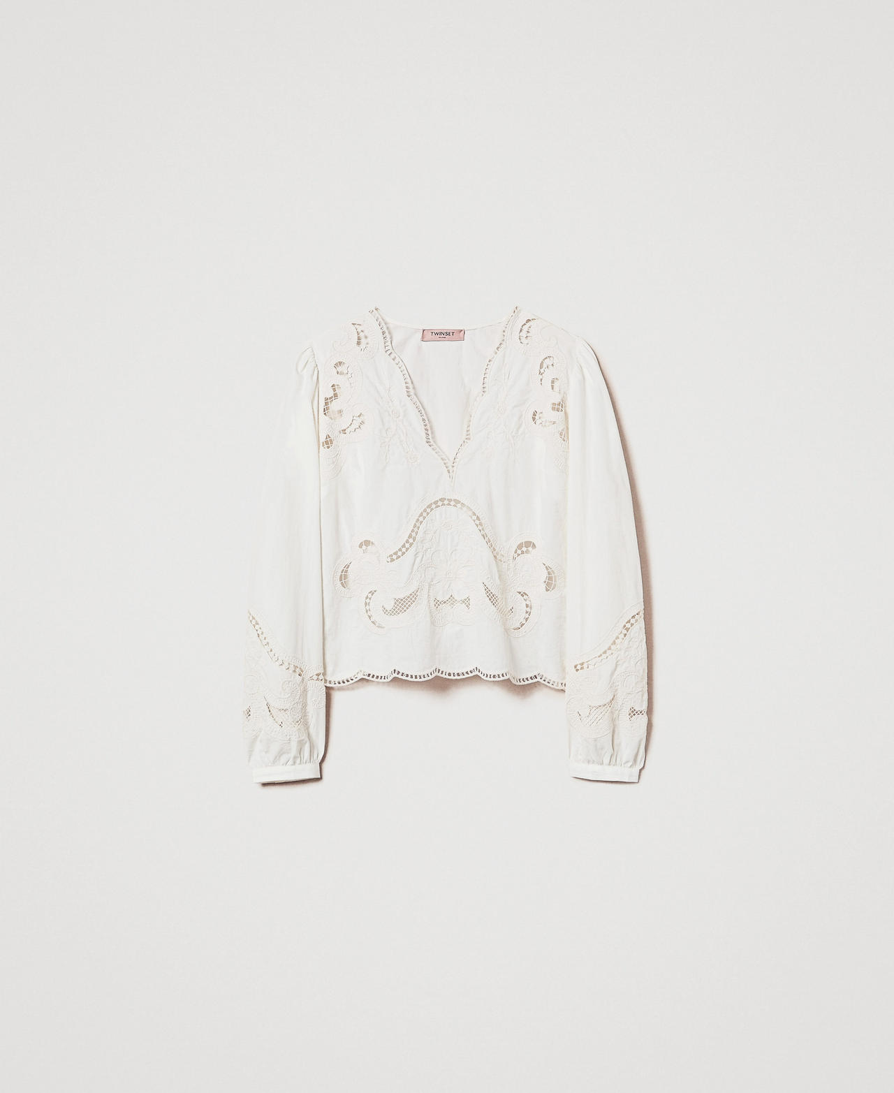 Blouse with openwork embroidery Ivory Woman 251TT2164_00018_0S