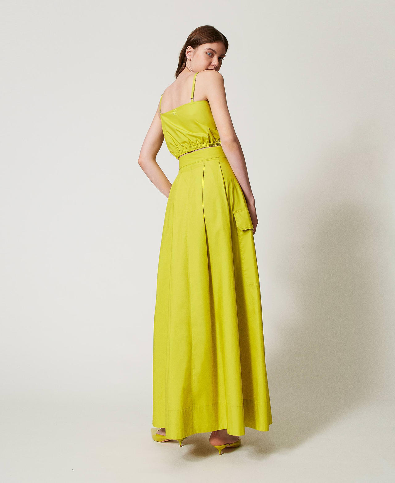 Long poplin skirt with pleats Citronelle Woman 251AP2307_00910_02