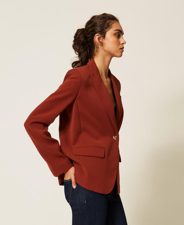 Blazer aus Cr&ecirc;pe mit Herzknopf