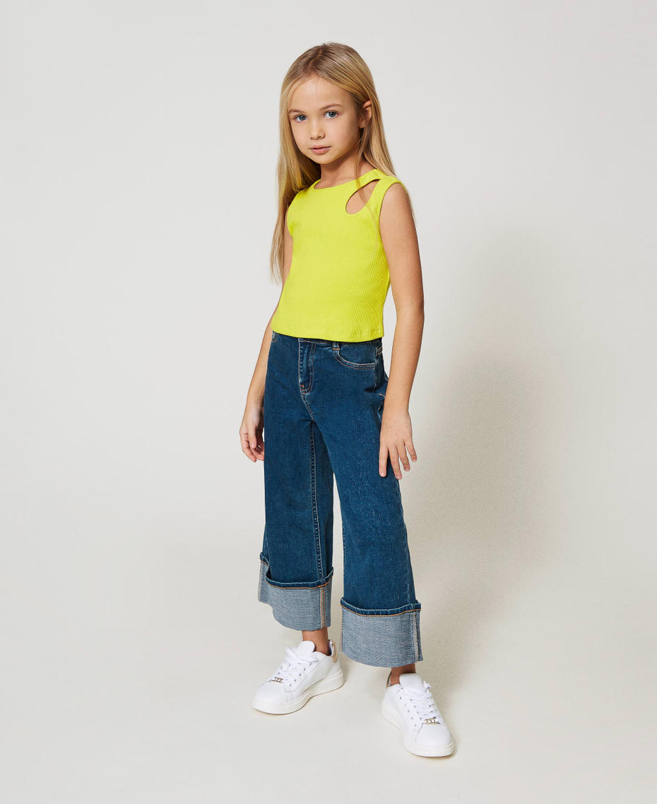 Geripptes Top mit Cut-out Yellow Plum Mädchen 251GJ2572_12124_01
